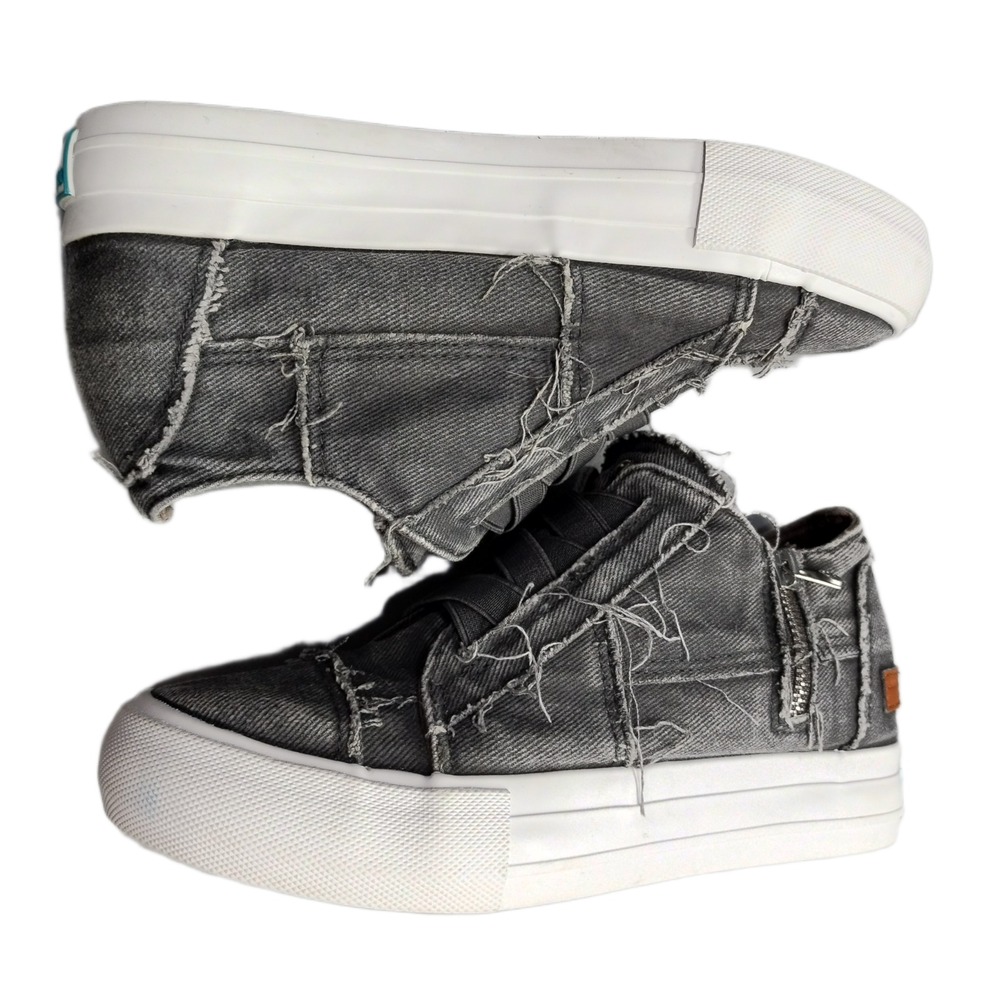 Jenn Ardor Sport Platform Sneakers Womens Size 8 Gray Elastic Strap Side Zip